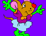 Desenho Rata com vestido pintado por nana