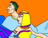 Desenho César e Cleopatra pintado por yeda eufrasio