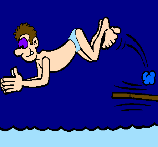Desenho Salto de trampolim pintado por nadar