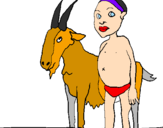 Desenho Cabra e criança africana pintado por nil