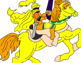Desenho Cavaleiro a cavalo pintado por cavaleiro amarelo