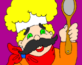Desenho Chefe com bigode pintado por gabriel antonio