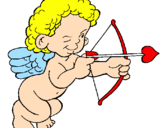 Desenho Cupido a apontar com a seta pintado por Anjo