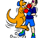Desenho Canguro boxeador pintado por caio