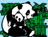 Desenho Mamã panda pintado por mãmãe