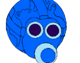 Desenho Terra com máscara de gás pintado por felipe