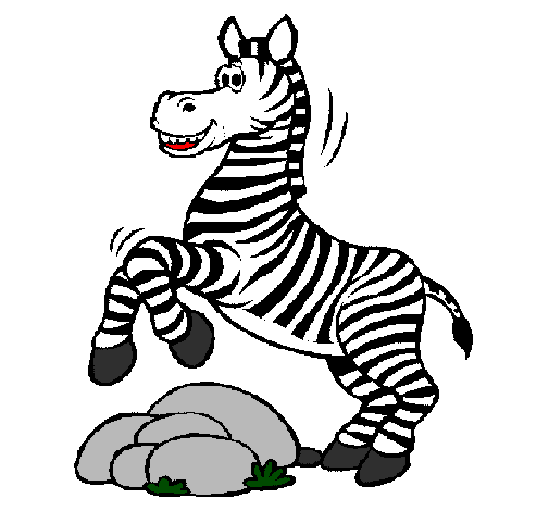 Desenho Zebra a saltar pedras pintado por Luísa
