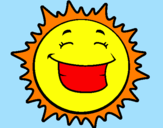 Desenho Sol contente pintado por o sol sorridente 