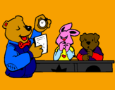 Desenho Professor urso e seus alunos pintado por alejandro