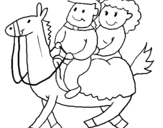 Desenho Príncipes a cavalo pintado por mm n