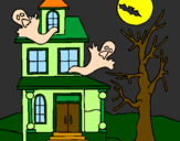 Desenho Casa do terror pintado por Davi