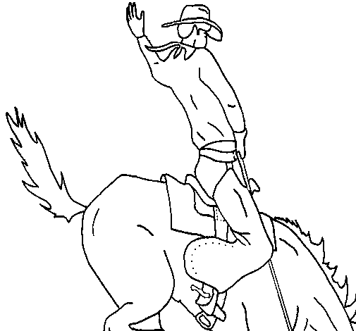 Desenho Vaqueiro a cavalo pintado por cowboy
