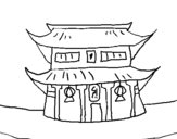 Desenho Templo japonês pintado por adriana