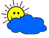 Desenho Sol e nuvem pintado por TERESA e MELISSA