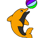 Desenho Golfinho a jogar com uma bola pintado por fofinho