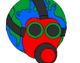 Desenho Terra com máscara de gás pintado por hyytu6