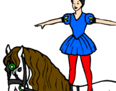 Desenho Trapezista em cima do cavalo pintado por Y a z u