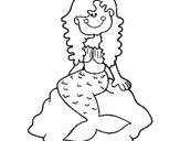 Desenho Sereia sentada numa rocha pintado por maria eduarda bastos