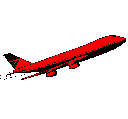 Desenho Avião no ar pintado por vermelho ailines
