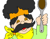 Desenho Chefe com bigode pintado por Miilena *