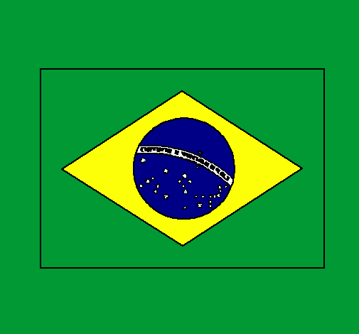 Desenho Brasil pintado por bandeira brasileira