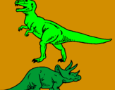 Desenho Tricerátopo e tiranossauro rex pintado por ryan