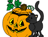 Desenho Abóbora e gato pintado por joão victor