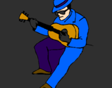 Desenho Guitarrista com chapéu pintado por rodrigo
