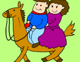 Desenho Príncipes a cavalo pintado por sarah e vanessa