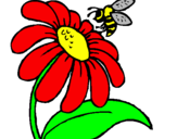 Desenho Margarida com abelha pintado por Lara Cipriano