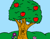 Desenho Macieira  pintado por maça