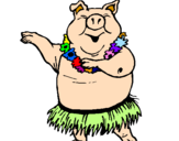 Desenho Porco havaiano pintado por porquinho