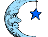Desenho Lua e estrela pintado por bele