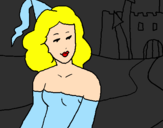 Desenho Princesa e castelo pintado por karla