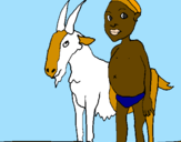 Desenho Cabra e criança africana pintado por MARY V
