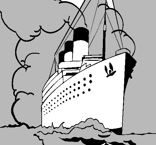 Desenho Barco a vapor pintado por TITANIC 
