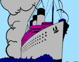Desenho Barco a vapor pintado por poluição..
