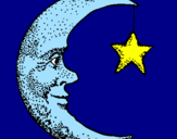 Desenho Lua e estrela pintado por  LAURA  
