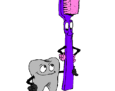 Desenho Dentes e escova de dentes pintado por STEFANE