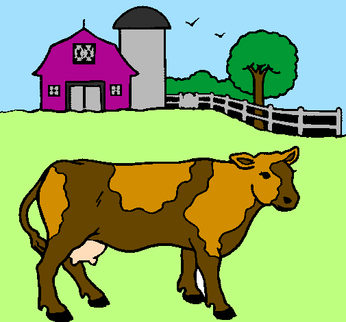 Desenho Vaca a pastar pintado por pasto