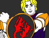Desenho Cavaleiro com escudo de leão pintado por FAMILIA BONFANTI