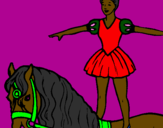 Desenho Trapezista em cima do cavalo pintado por cristina