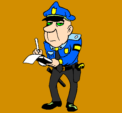 Desenho Polícia a passar multas pintado por vigilante doido