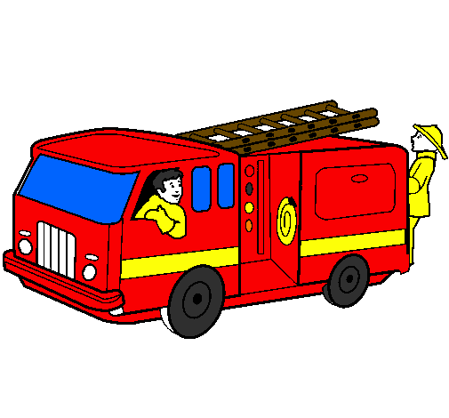 Desenho Bombeiros no camião  pintado por caminhão de bombeiros