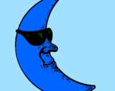 Desenho Lua com óculos de sol pintado por bebecas
