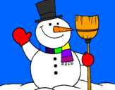 Desenho boneco de neve com vassoura pintado por leonardo tomé