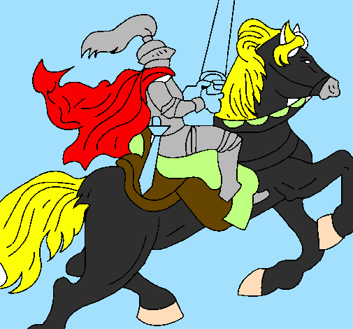 Desenho Cavaleiro a cavalo pintado por don quixote de lamancha