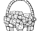 Desenho Cesta de flores 6 pintado por flor-preto e branco