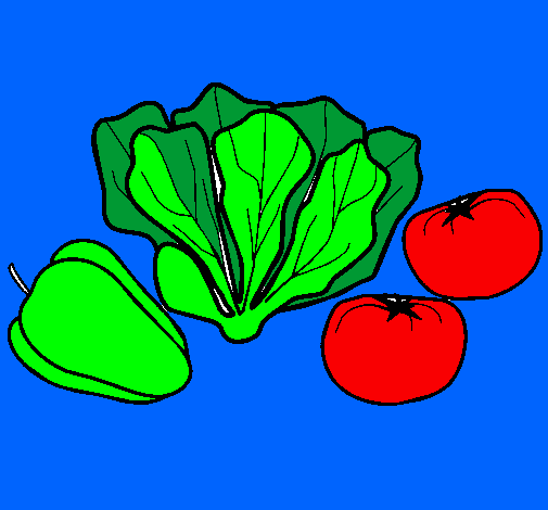 Desenho Verduras pintado por comida saldavel