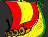 Desenho Barco viking pintado por adriana